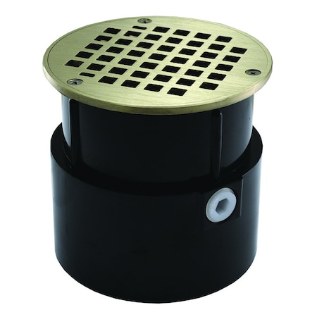 Jones Stephens 4in. ABS Over Pipe Fit Drain Base with 3-1/2in. Metal Spud and 6in. Nickel Bronze Strainer D53131